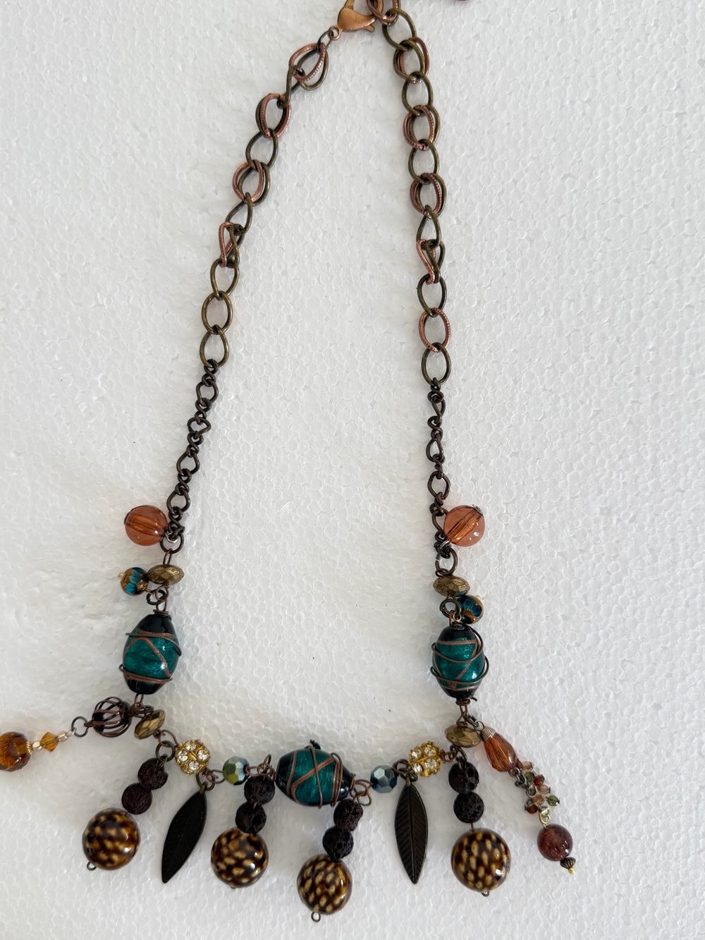 Bohemian Teal and Amber Statement Necklace - Women Jewelry